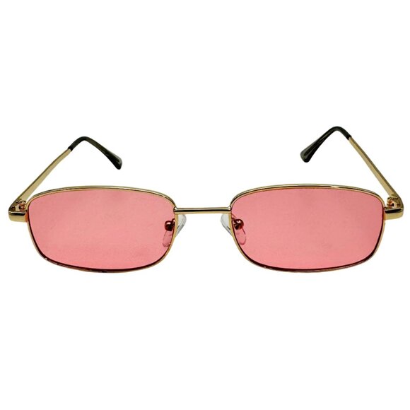 6044 | Pink Rectangle Retro Sunglasses - Picture 1 of 5